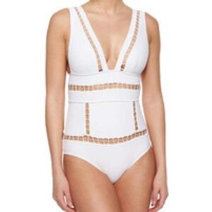 Zimmerman Marisol Plunge One Piece Swimsuit White size 4-6